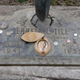 The grave marker of Emmett Till has a photo of Till and coins placed on it during a gravesite ceremony at the Burr Oak Cemetery marking the 60th anniversary of the murder of Till in Mississippi, Friday, Aug. 28, 2015, in Alsip, Ill.